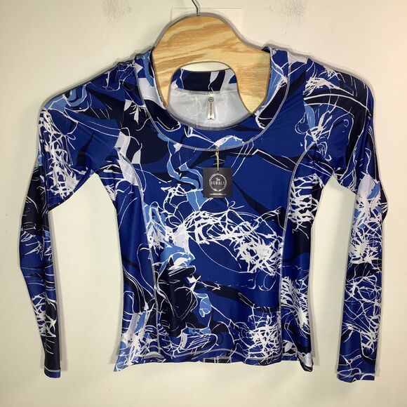 The Bubble‎ Womens Lexi Long Sleeve Top Blue Floral Size Medium NWT - Picture 1 of 10